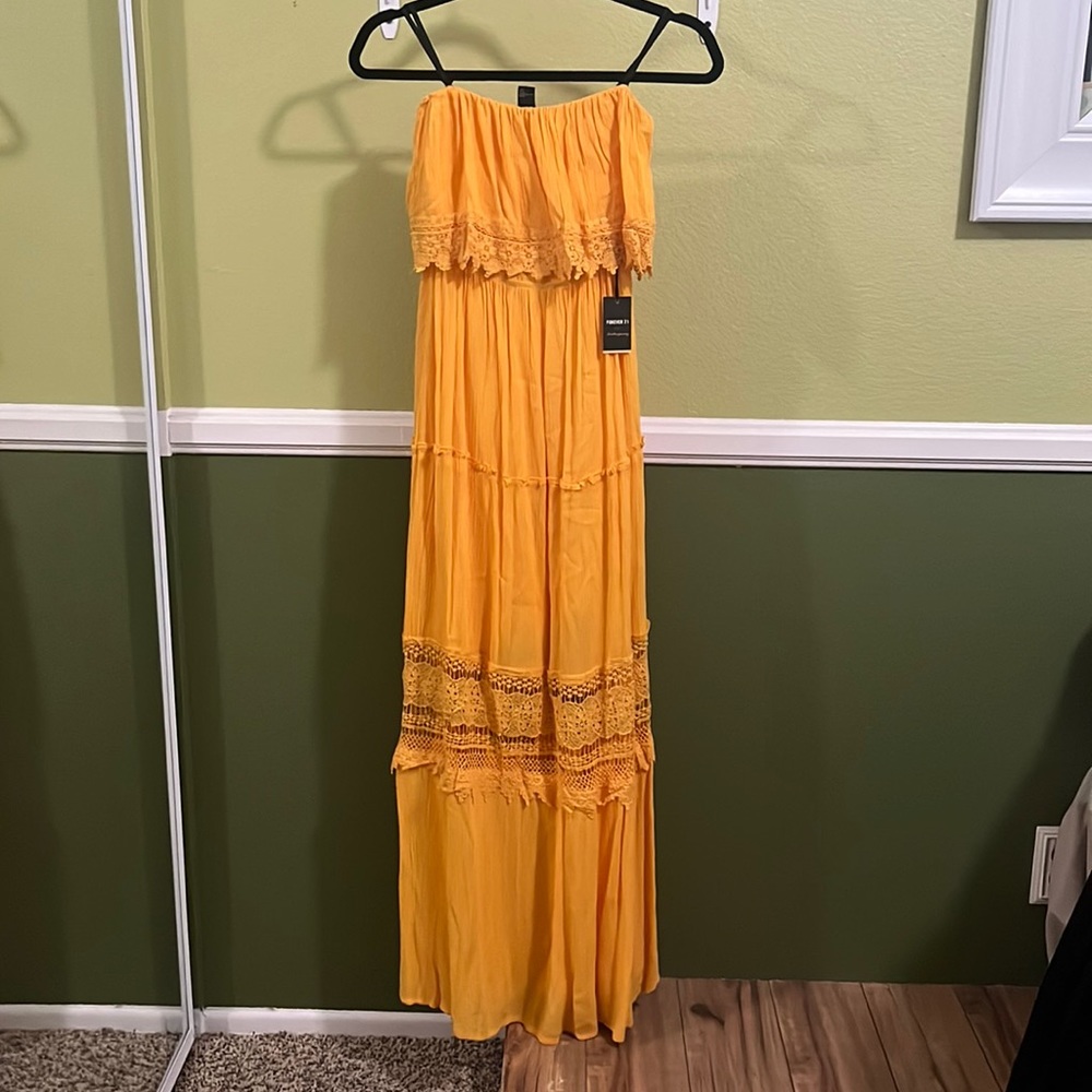Yellow strapless forever 21 dress